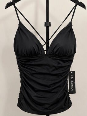 La Blanca Black Tankini Swim Top NWT Women's Size 14